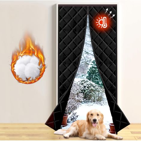 Rideau de Porte Isolant Thermique Magnétique 90 x 200 cm, Pleine Grandeur, Referme Tout Seul Contre le Froid D'hiver, D'entrée, Garage, Porte de Sous Sol ou Passage - Noir (1/5)