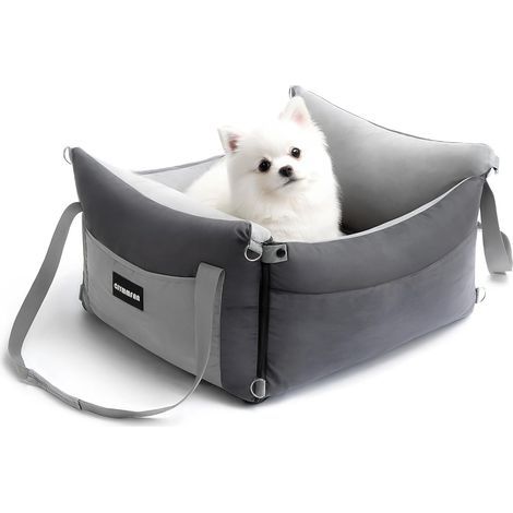 Car Dog Car Seat for Small and Medium Under 15kg, Portable Dog Car Basket with Expandable Rest Area, Detachable Car Seat for Transport with Safety Clip (1/5)