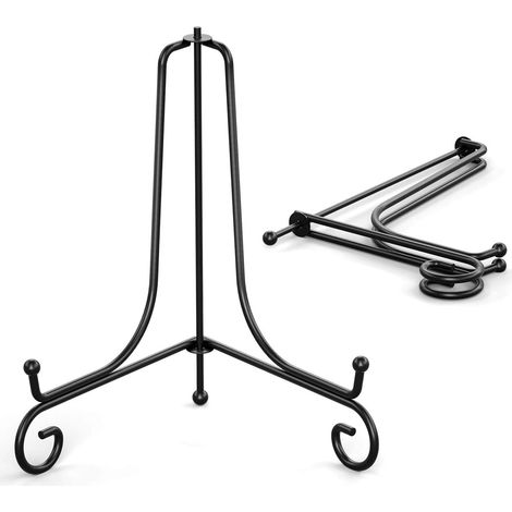1 présentoir pour assiettes décoratives, en fil de fer épais, design élégant et gain d'espace, pour bureau, étagère ou vitrine (1/5)