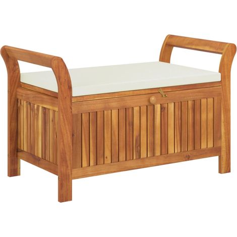 Banc de rangement de jardin avec coussin 91cm Bois d'acacia (1/5)