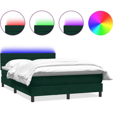 Maison Exclusive - Sommier à lattes de lit et matelas et LED vert foncé 160x220cm velours