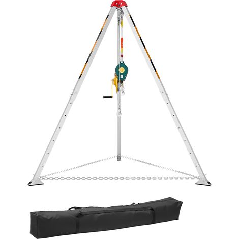 Mophorn Dreibein-Set für enge Räume, Rettungsstativ mit Hebevorrichtung, 544 kg Seilwinde, Rettungssystem mit Absturzsicherung, 30 m Kabel, Arbeitshöhe 1,34–2,15 m (1/5)
