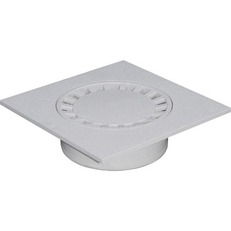 Siphon de sol PVC sortie Ø100-200 – Platine 300x300 – Couleur gris – Pour chantiers humides et espaces confinés