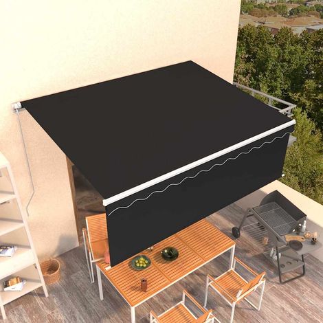 Store banne-Auvent manuel rétractable avec store 4x3 m Anthracite (1/5)
