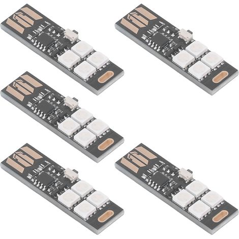Lot de 5 mini lampes USB ultra-minces et multicolores (7 couleurs RGB) pour rétroéclairage TV, lampe de table, 5 V CC (1/5)
