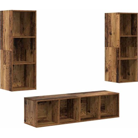 Maison Exclusive - TV-Schrankset Wandmontiert 3 pcs Altholz Holzw