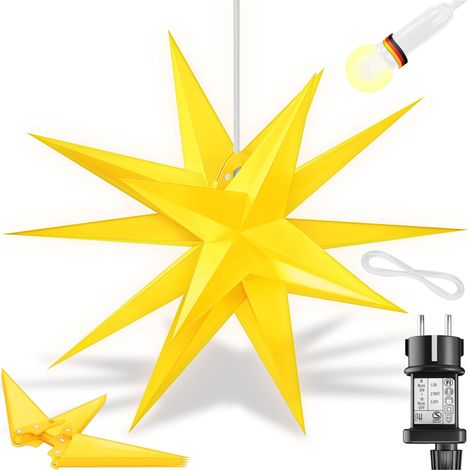 KESSER® Étoile LED 3D, minuterie - 60 cm, Jaune, avec minuterie (1/5)