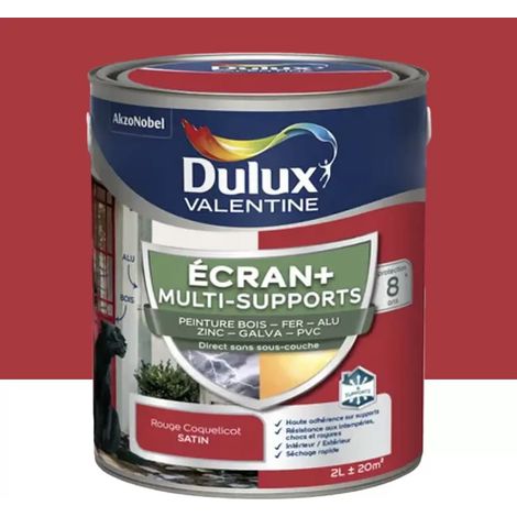 Peinture DULUX VALENTINE Ecran+ Multi-supports Rouge coquelicot 2 L (1/4)