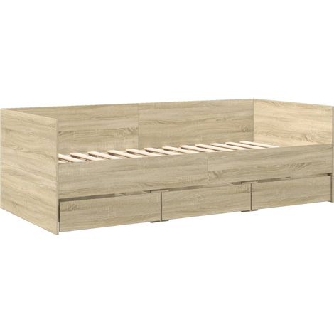 Daybed with Drawers without Mattress Sonoma Oak 90x190 cm Single vidaXL