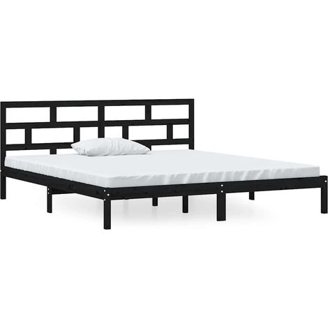 Maison Exclusive - Massivholzbett Schwarz Kiefer 140x190 cm (1/5)