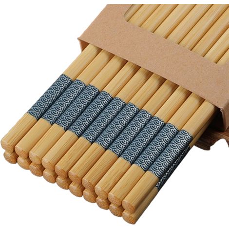 10 paires de baguettes en bambou à motifs de nuages porte-bonheur, naturelles, non peintes, sans cire et antidérapantes. (1/5)