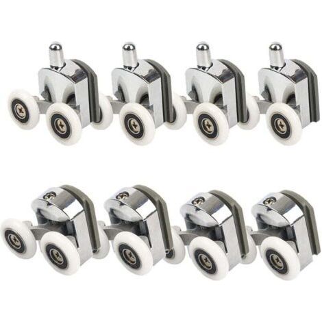 Roulettes de porte de douche, Roulettes de porte de douche 23mm Roulettes de curseur Poulies 8PCS Diamètre de la porte de douche Haut Bas Pièces de rechange de salle de bain (1/5)