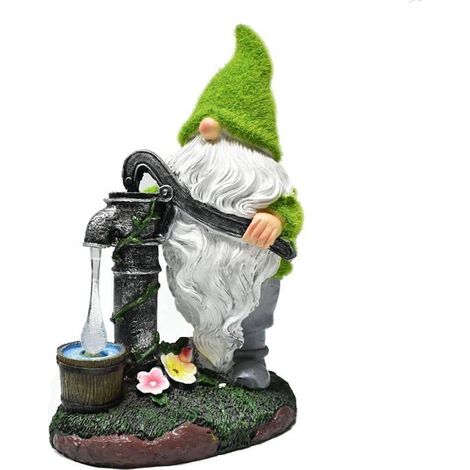 1 Statue de jardin solaire à LED, nain en résine synthétique floqué, décoration extérieure pour pelouse ou terrasse (1/5)