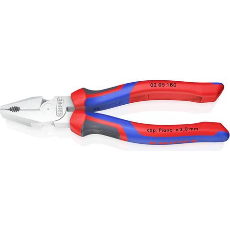 KNIPEX 02 05 180 Pinza universale tipo forte con manici comfort cromata 184 mm