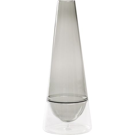 Vaso Conosfera 100 in vetro borosilicato soffiato a mano, design artigianale con tecnica incalmo, colore grigio, elegante elemento decorativo moderno