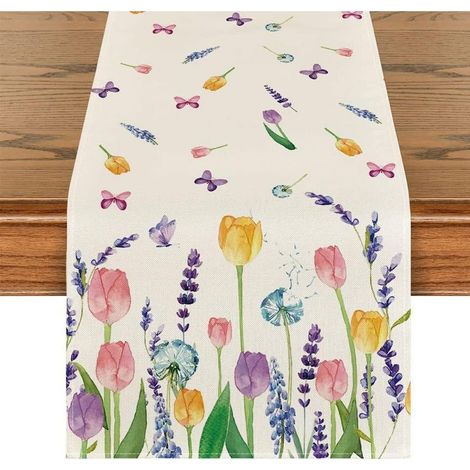 Toile de Jute Chemin de Table,Chemin de Table Toile de Jute 33×183cm,Chemin de Table Tissu,Chemin de Table Lin pour Maison Cuisine,Vacances Décor de Fête (1/5)