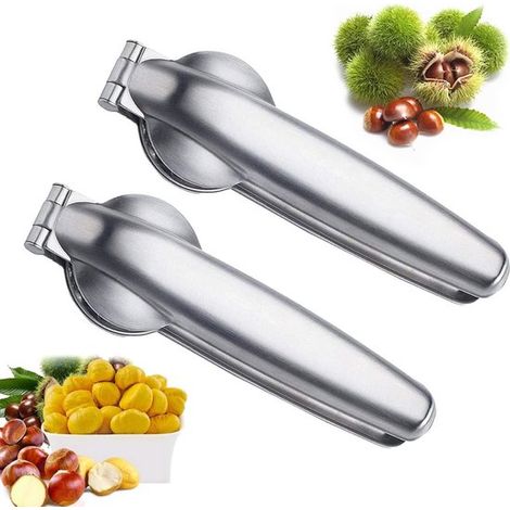 Kastanienschneider und clip 2 in 1 Edelstahl 17,5 cm für Walnüsse, Kastanien und Nüsse 2 Stück (1/5)