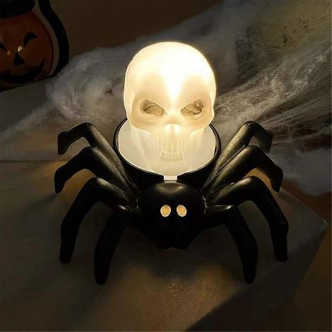 Lampe bougie LED décorative d'Halloween, lampe crâne d'araignée --- (1/5)