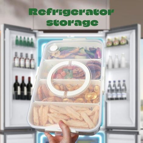 Boîte alimentaire compartimentée 4 compartiments, couvercle hermétique, polypropylène, lave-vaisselle, micro-ondes (1/4)