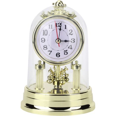 1 horloge de salon rétro, design européen élégant, horloge de table silencieuse en finition or, décoration intérieure chic pour intérieur moderne ou classique (1/5)