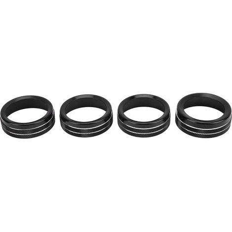 Lot de 4 anneaux de commande de climatisation en alliage d'aluminium, élégants et antirouille, pour console centrale, compatibles avec Tacoma 2016-2022 (noir). (1/5)