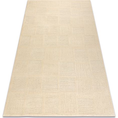 Wollteppich TEXTURA 488.20.LA100 OSTA - Linien, geometrisch strukturell creme beige 80x150 cm