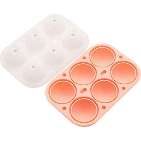 Moule à glaçons sphériques en silicone alimentaire, sans entonnoir, démoulage facile, pour whisky d'été, moule à glaçons carrés, rose. (1/5)