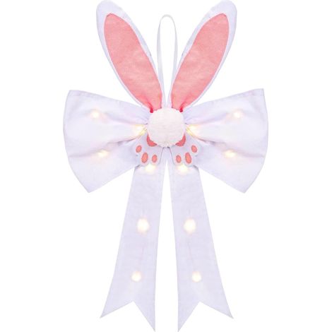 Easter Bows, LED Light Spring Home Decor, Bunny Bow with Cute Design, Easter Decoration with Bright Lights, Holiday Party Home Accessories, Easters Bows for Bedroom Living Room (1/5)