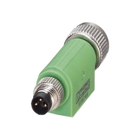 Adaptateur pour connecteur cylindrique Droit Phoenix Contact M8 Simple M12 3 contacts Femelle, placage Nickel ( Prix pour 1 )