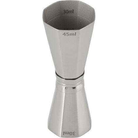 Doseur octogonal double en acier inoxydable 304 avec graduations, outil de mesure pour cocktails, idéal pour les barmans. (1/5)