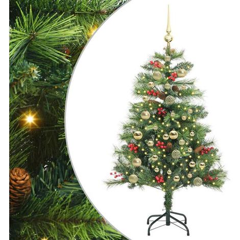 Sapin de Noël artificiel vert, 150 cm, en PVC et métal. (1/5)