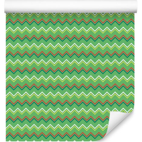 Papier peint vert à motifs zigzag pour salon et chambre 50x1000 cm (1/5)