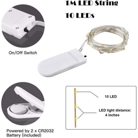 Guirlande Lumineuse - Non spécifié - 1M - 10 LED - IP65 Étanche - Blanc Froid (1/4)