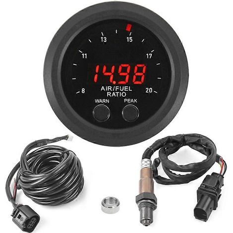 Indicateur de rapport air/carburant universel 12 V 52 mm avec affichage numérique LED et sonde lambda à large bande