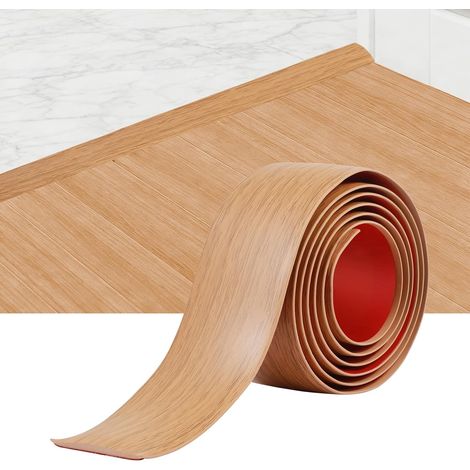 Barre de Seuil Adhesive 5cm x 150cm Flexible PVC Bois Chêne Jaune Découpable Barre de Seuil Anti-chute et Antidérapant Seuil de Porte Adhésif Idéal pour Carrelage Parquet Porte (1/5)