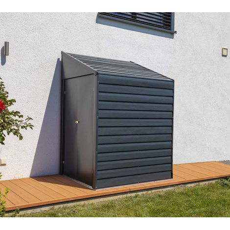Abri de jardin métal adossé 124x203x208 cm – Tôle d'acier galvanisé – Résistant à la rouille – Double porte battante – Spacemaker (1/5)