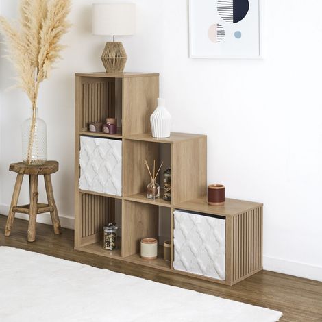 étagère - Home Deco Factory - Klaus - Modulable - 6 Cases - Marron