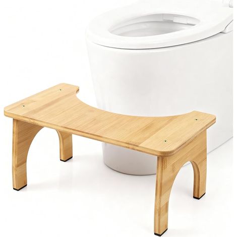 Tabouret de Toilette en Bambou Naturel – Marchepied Physiologique Pliable pour Adulte – Soulage Constipation et Hémorroïdes