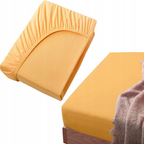 Lenzuolo con angoli in jersey di cotone per letto 160x200 color crema e pesca (1/5)