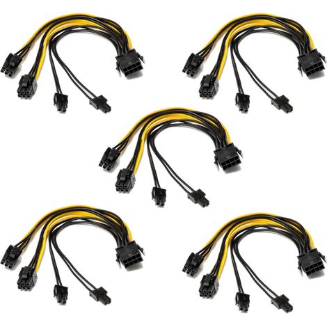 STI Kit 5 cavi 8 pin F pcie → Doppio 6+2 pin M 20cm