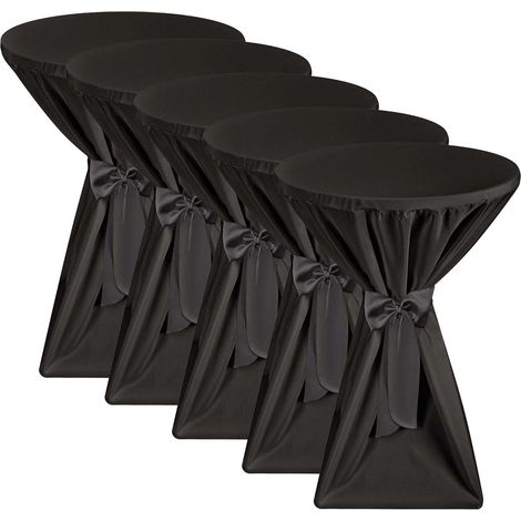 5X Housses de table haute Premium 60 cm opaques noir