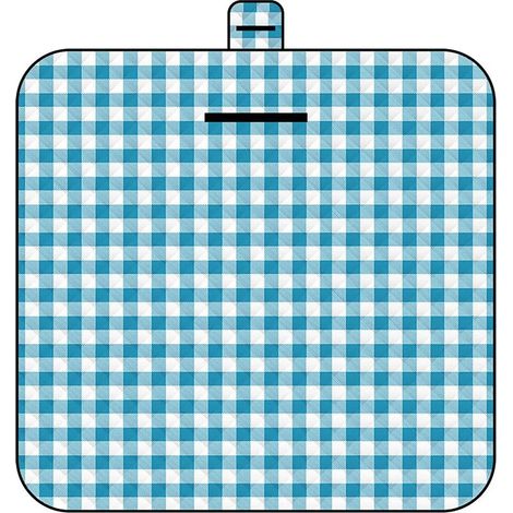 Couverture 2x2m, grand tapis de pique-nique, pliable, imperméable et résistant à l'usure, doux et lavable en machine (motif quadrillé bleu et blanc).