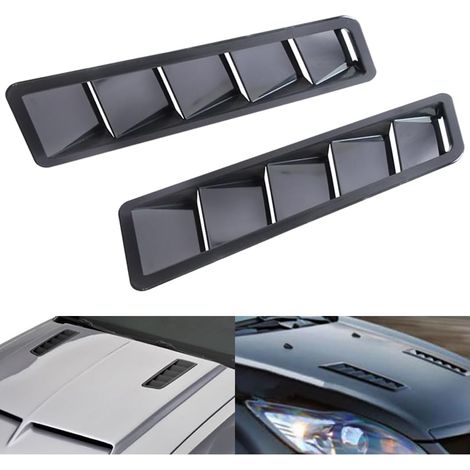 2 Pièces Ventilateurs De Capot De Voiture, Capot Turbo Plastique Chromé, Auto Écopes Décoratives Admission Flux Air Voiture, Universel ABS Pale Admission Flux Air Décoratif(Noir) (1/5)