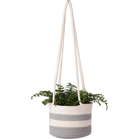 Panier de Jardinière Suspendu, Suspension Pot de Fleurs, Pot de Fleurs à Suspendre Encoton et Lin, Pot de Fleurs Tissé Intérieur Extérieur, pour Plantes et Pots de Fleur, (1/5)