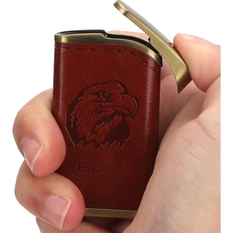 Briquet électrique coupe-vent à double arc, briquet sans flamme, objet de collection (Eager Mouth marron) (1/2)