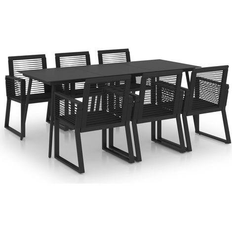 Maison Exclusive - Set da Pranzo da Giardino 7 pz in Rattan PVC Nero