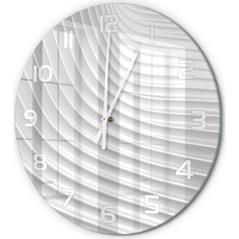 Horloge Murale Ronde Sans Cadre en Verre Trempé Silencieuse et Moderne Lignes d'abstraction fi 60 cm (1/5)