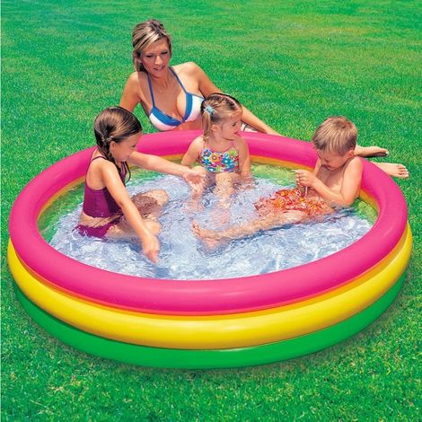 Trade Shop - PISCINA 3 ANELLEN GONSIBLE COLOR VERDE GIALLIA 114 X 25 CM CHILDREN 57412 - (1/5)