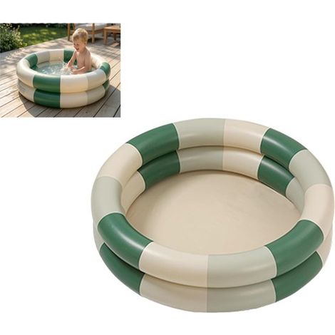 Piscine gonflable à rayures vertes pour enfants, pataugeoire gonflable pour jardin ou terrasse, jouet d'été, piscine extérieure (1/5)