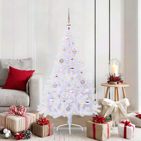 vidaXL Artificial Christmas Tree with Stand White 150 cm PVC and Steel (1/5)